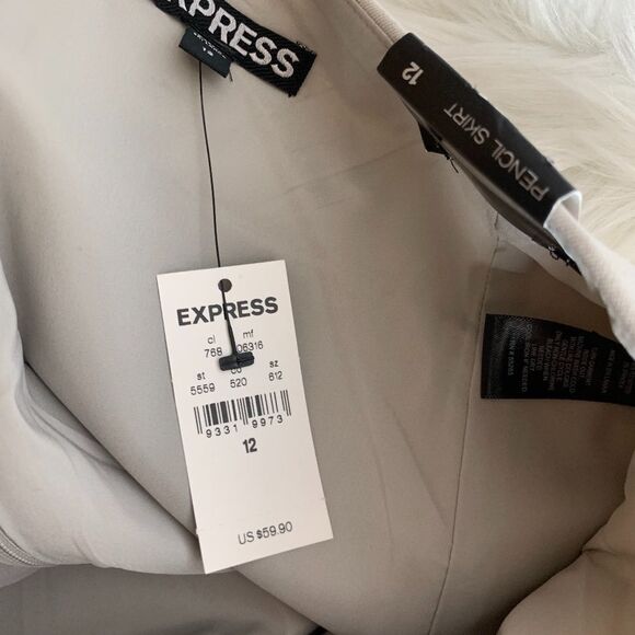 Express Off White High Waist Pencil Skirt Sz 12 - Picture 7 of 10